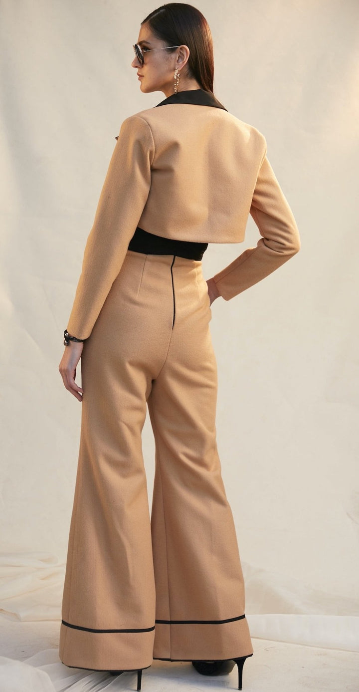 Wool and Net Corseted Jumpsuit And Jacket - Shopzabella
