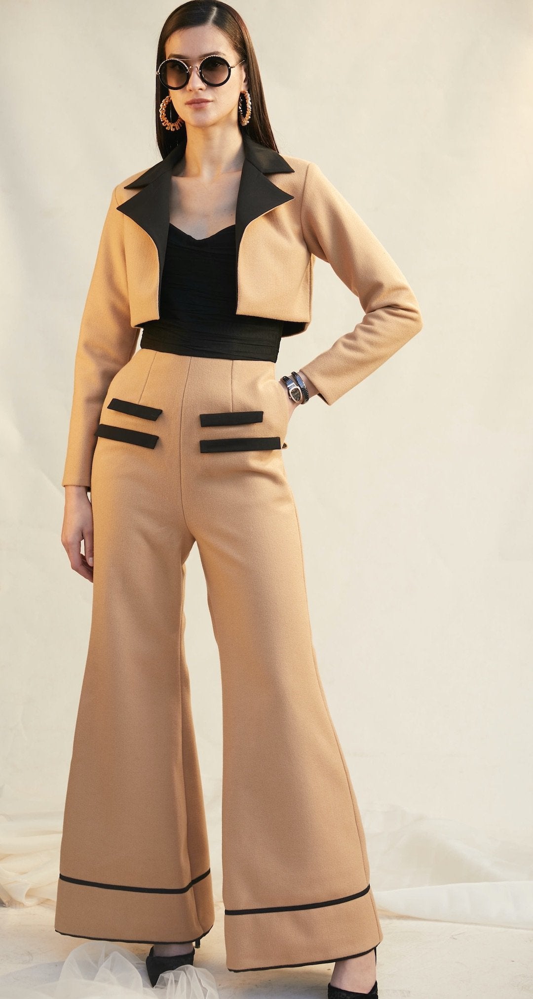 Wool and Net Corseted Jumpsuit And Jacket - Shopzabella